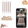 Świeczki Różowe Złoto Happy Birthday 8 cm 16 szt