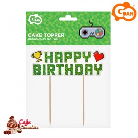 Topper Happy Birthday Game On Zielony 14,5 cm Godan