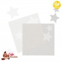 Gwiazdki Białe i Srebrne z papieru cukrowego 18 szt Wilton