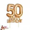Topper 50 Happy Birthday Złoty 22 cm